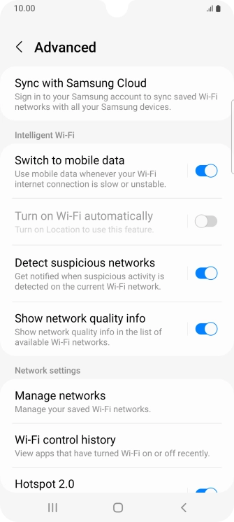 Press the indicator next to 'Switch to mobile data' to turn the function on or off.