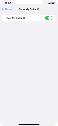 Press the indicator next to 'Show My Caller ID' to turn the function on or off.
