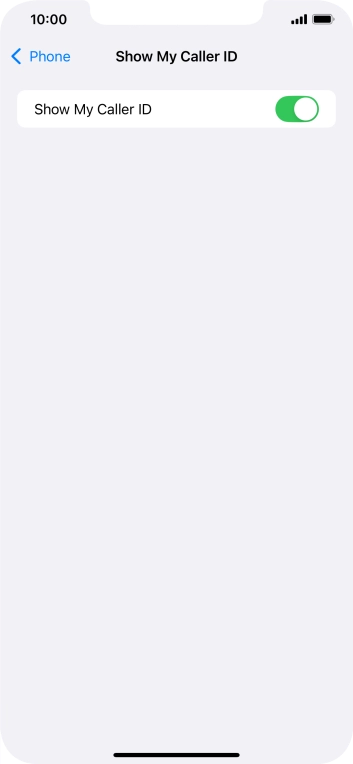 Press the indicator next to 'Show My Caller ID' to turn the function on or off.