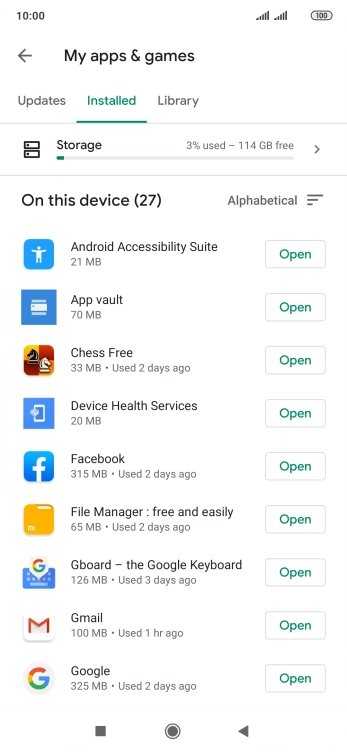 Press the required app.