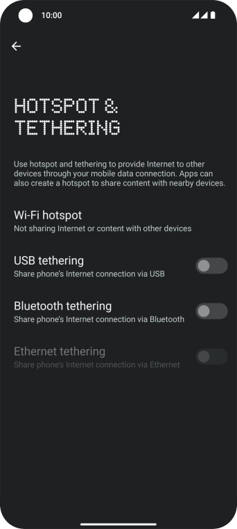 Press Wi-Fi hotspot.