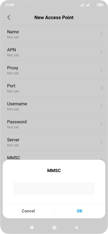 Key in http://mmsc.mms.o2.co.uk:8002 and press OK.