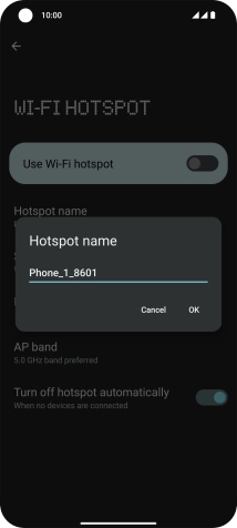 Key in the required WiFi hotspot name and press OK.