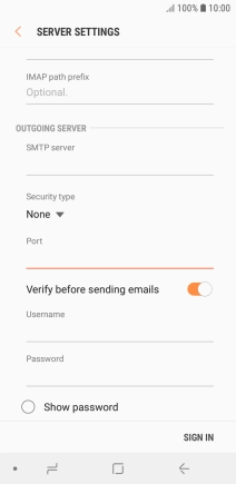 Press the indicator next to 'Verify before sending emails' to turn on the function.