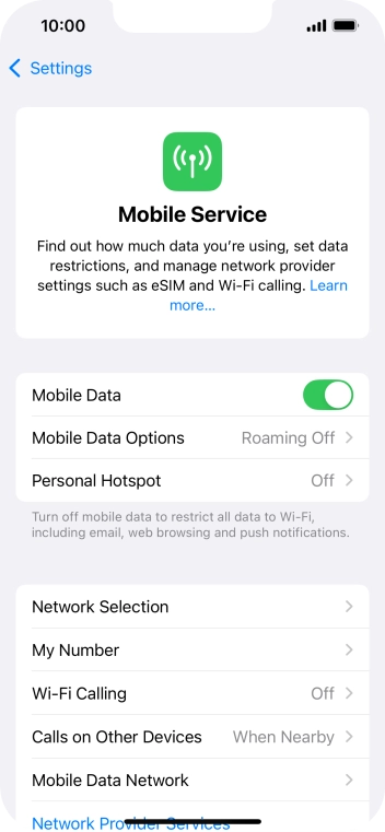 Press Mobile Data Options. Press Mobile Data Options.