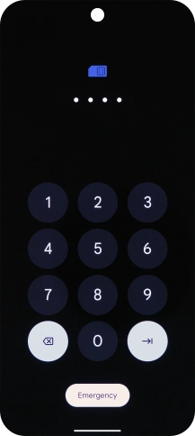 Key in your SIM PIN and press arrow right. The default SIM PIN is 0000.