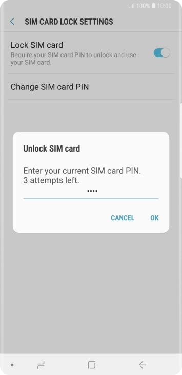Key in your SIM PIN and press OK. The default SIM PIN is 0000.