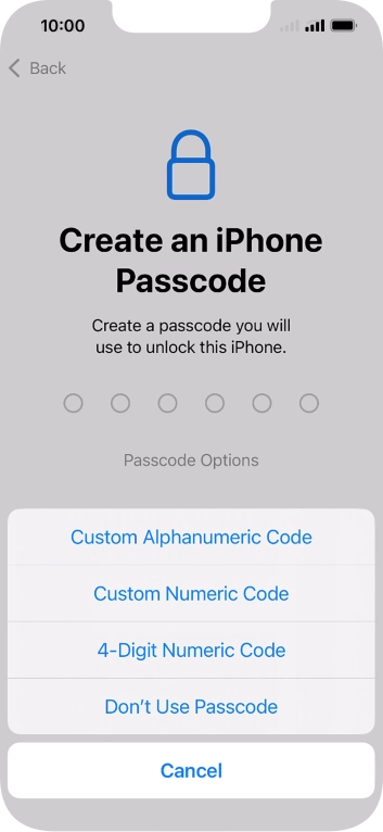 Follow the instructions on the screen to turn on the lock code or press Don't Use Passcode. Follow the instructions on the screen to turn on the lock code or press Don't Use Passcode.