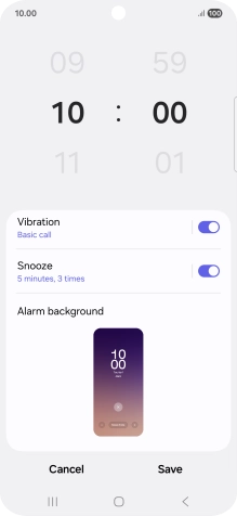 Press the indicator next to 'Snooze' to turn snooze on or off.