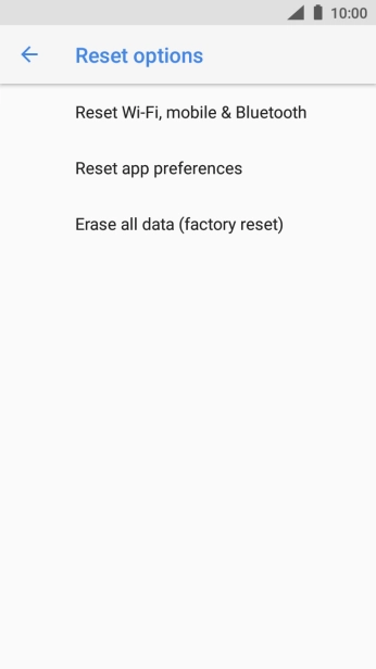 Press Erase all data (factory reset).