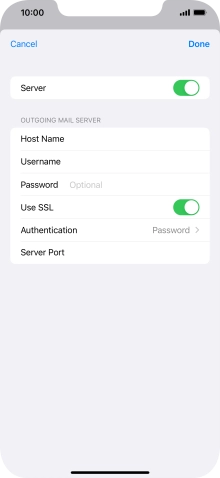 Press the indicator next to 'Use SSL' to turn off the function.