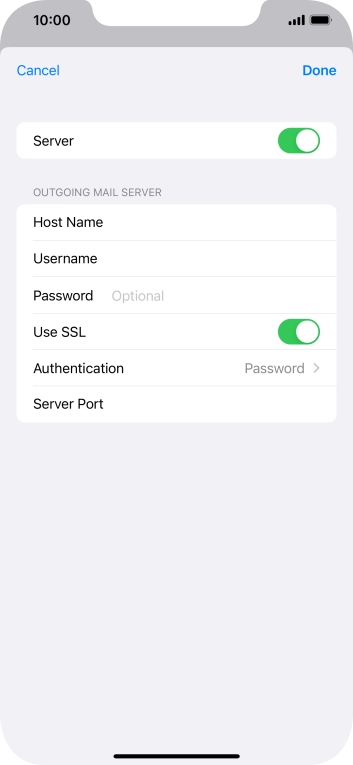 Press the indicator next to 'Use SSL' to turn off the function.