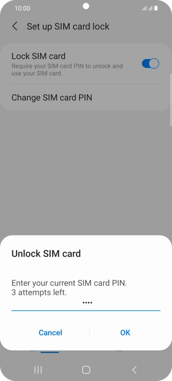 Key in your SIM PIN and press OK. The default SIM PIN is 0000.