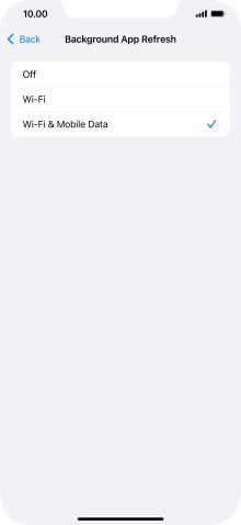 To turn off background refresh of apps, press Off.