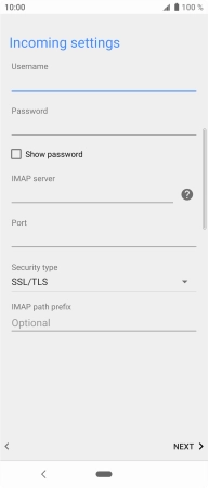 Press the field below 'IMAP server' and key in the name of your email provider's incoming server.