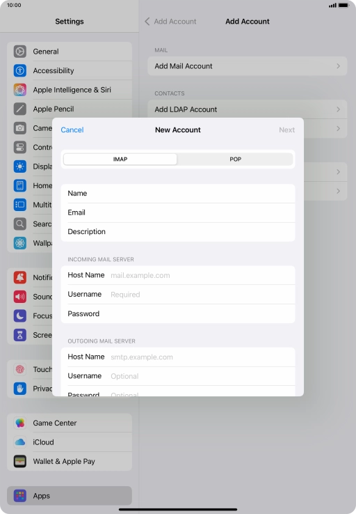 Press IMAP.