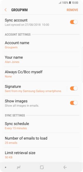 Press the indicator next to 'Sync account' to turn on the function.