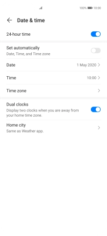 Press the indicator next to 'Set automatically' to turn on the function.
