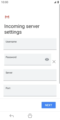 Press the field below 'Username' and key in the username for your email account.