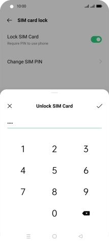 Key in your SIM PIN and press the confirm icon. The default SIM PIN is 0000.