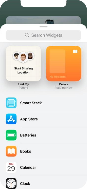 Press the required widget. Press the required widget.