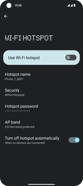 Press Hotspot password and key in the required password.