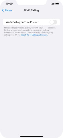 Press the indicator next to 'Wi-Fi Calling on This iPhone' to turn the function on or off.