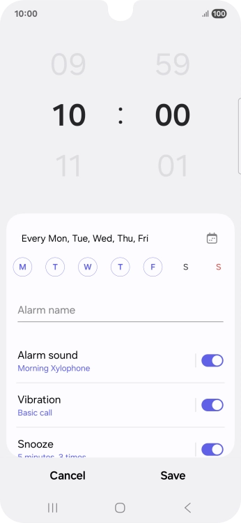 Press the indicator next to 'Alarm sound' to turn on the alarm tone.