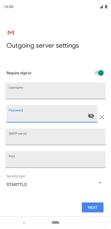 Press the field below 'SMTP server' and key in the name of your email provider's outgoing server.
