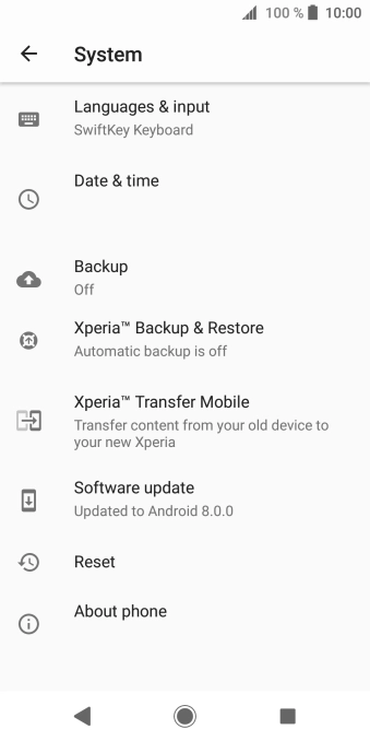 Press Software update. If a new software version is available, it's displayed. Follow the instructions on the screen to update the phone software.