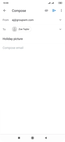 Press the text input field and write the text for your email.
