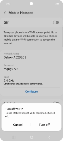 If WiFi is turned on, press Turn off.