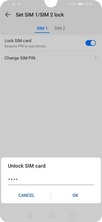 Key in your SIM PIN and press OK. The default SIM PIN is 0000.