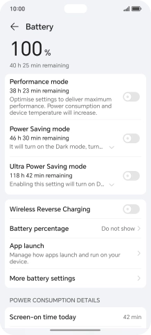 Press the indicator next to 'Power Saving mode' to turn on the function.
