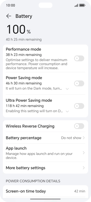 Press the indicator next to 'Power Saving mode' to turn on the function.