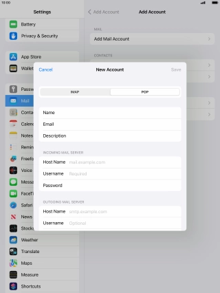 Press Host Name and key in the name of your email provider's incoming server.