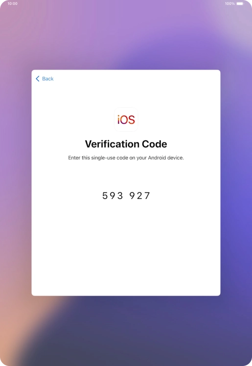 Follow the instructions on the screen and in the 'Move to iOS' app to transfer the content from the Android device to your tablet and set up your tablet and prepare it for use.