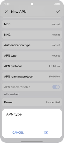 Key in default and press OK.