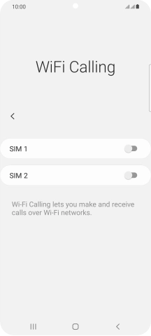 Press the indicator next to the required SIM to turn the function on or off.