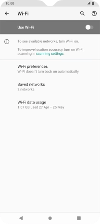 Press the indicator next to 'Use Wi-Fi' to turn on the function.