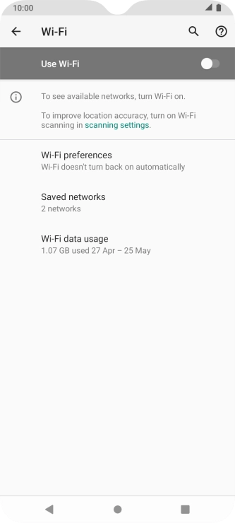 Press the indicator next to 'Use Wi-Fi' to turn on the function.