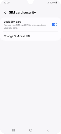 Press the indicator next to 'Lock SIM card' to turn the function on or off.