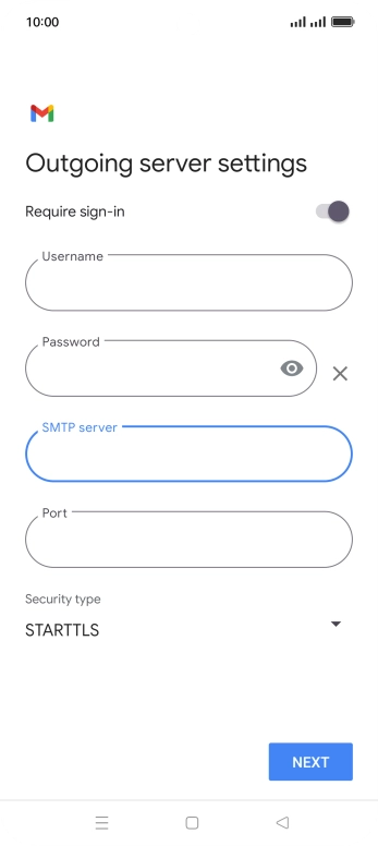 Press the field below 'Port' and key in 25.