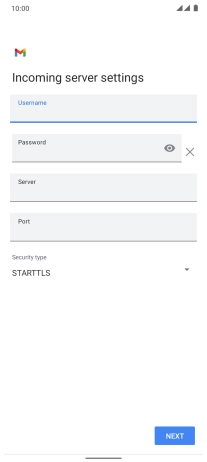 Press the field below 'Server' and key in the name of your email provider's incoming server.