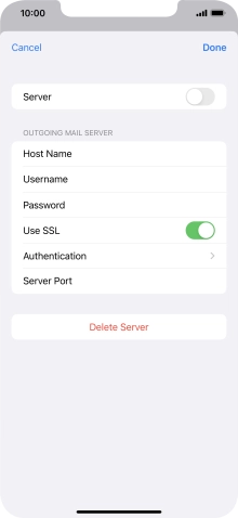 Press the indicator next to 'Use SSL' to turn off the function.