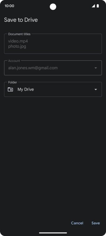 Press the field below 'Folder' and go to the required folder.