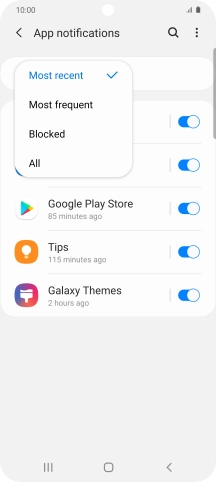 Press the required setting.