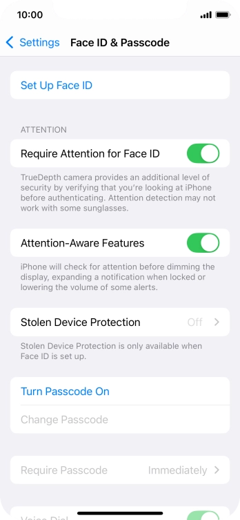 Press Turn Passcode On and key in a phone lock code of your own choice twice.