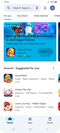 Press the search field.