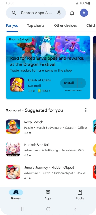 Press the search field.